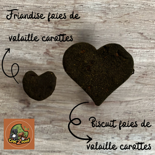 Friandises de travail Foies de volaille carottes Croc'2ouaf