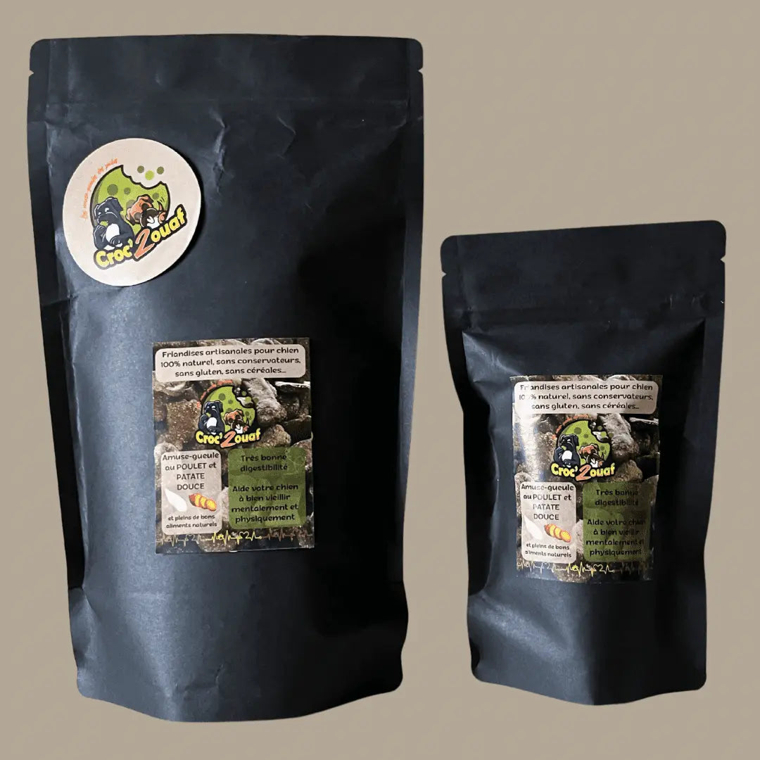 Friandises artisanales pour chien poulet patate douce Croc’2ouaf