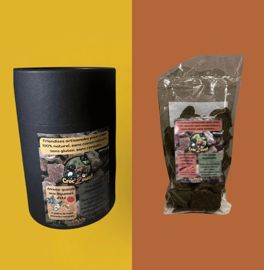 Découvrez les biscuits artisanaux Croc'2ouaf : naturels, sans céréales et parfaits pour les chiens sensibles.